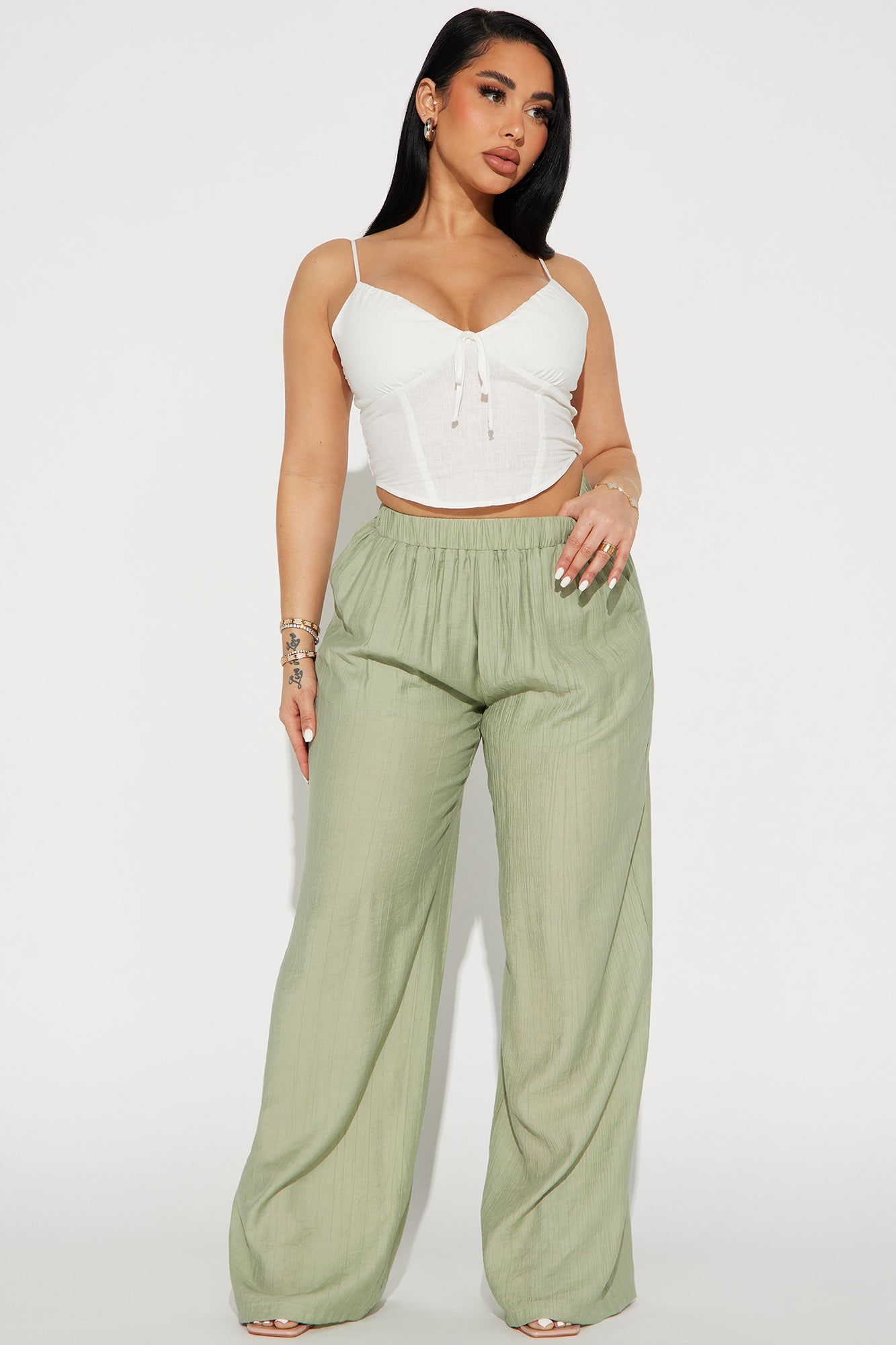 On Tropic Time Wide Leg Pant - Sage sold by Fashion Nova