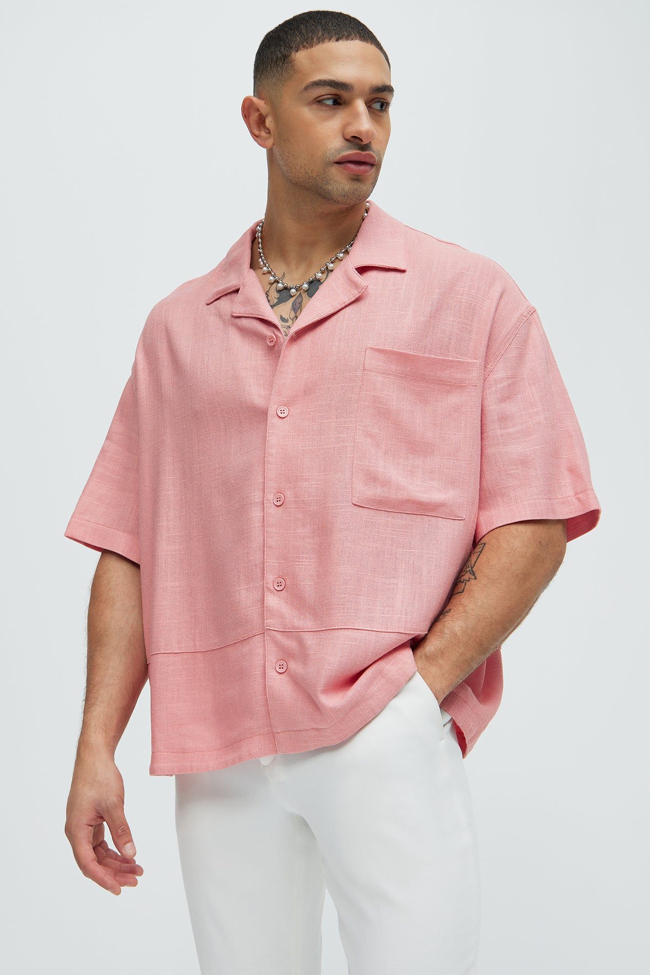 Silas Linen Shirt - Mauve sold by Fashion Nova