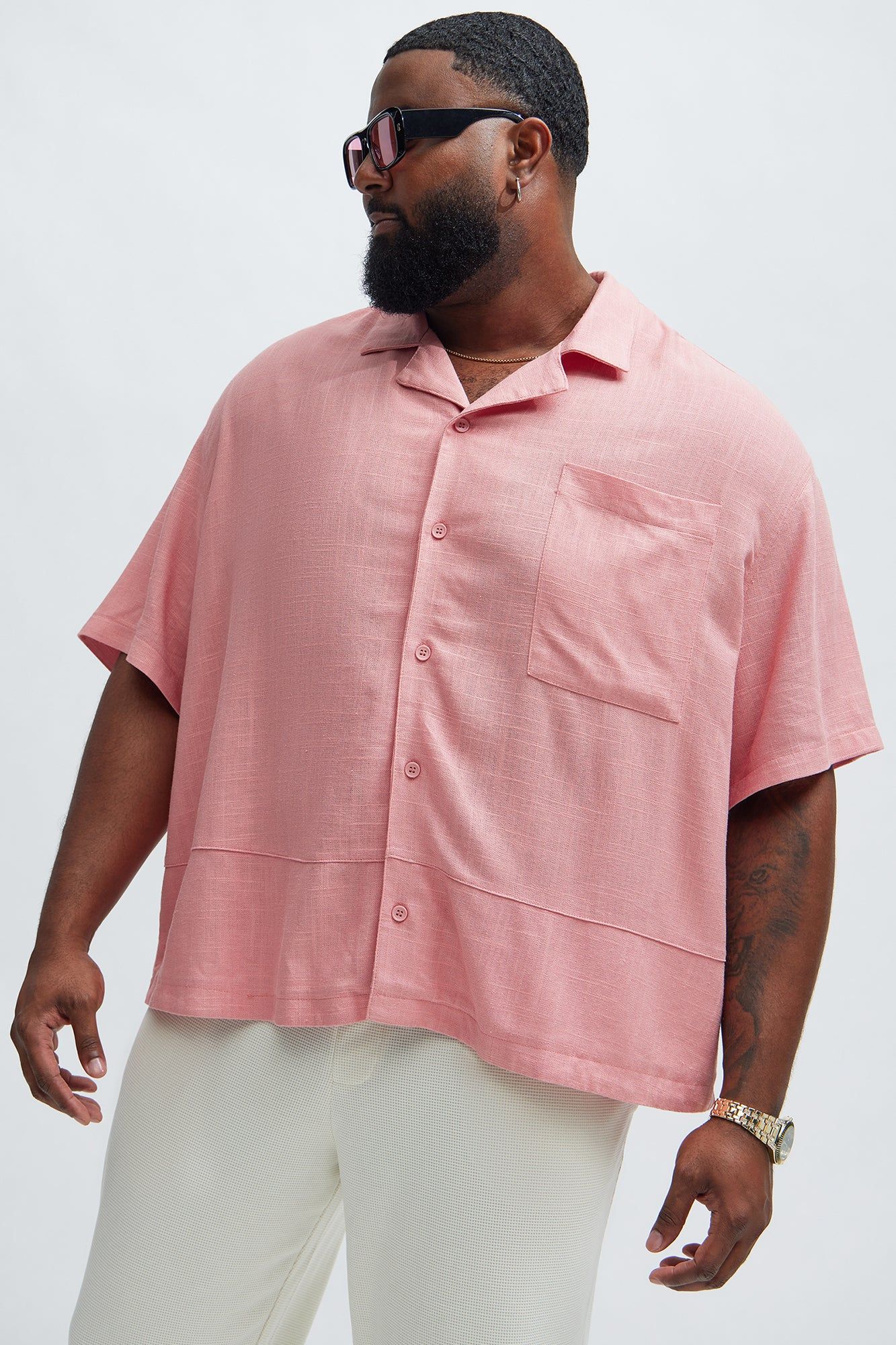 Silas Linen Shirt - Mauve sold by Fashion Nova product image thumbnail 5