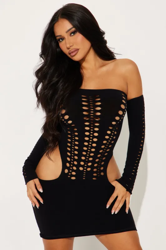 Ryder Distressed Micro Mini Dress - Black sold by Fashion Nova