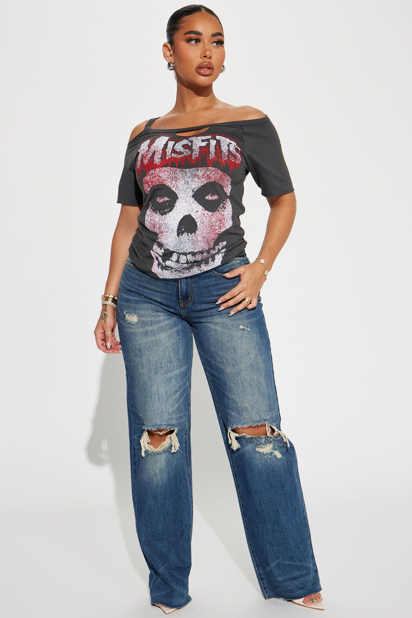 Misfits Distressed Graphic Tee - Black Wash sold by Fashion Nova product image thumbnail 2