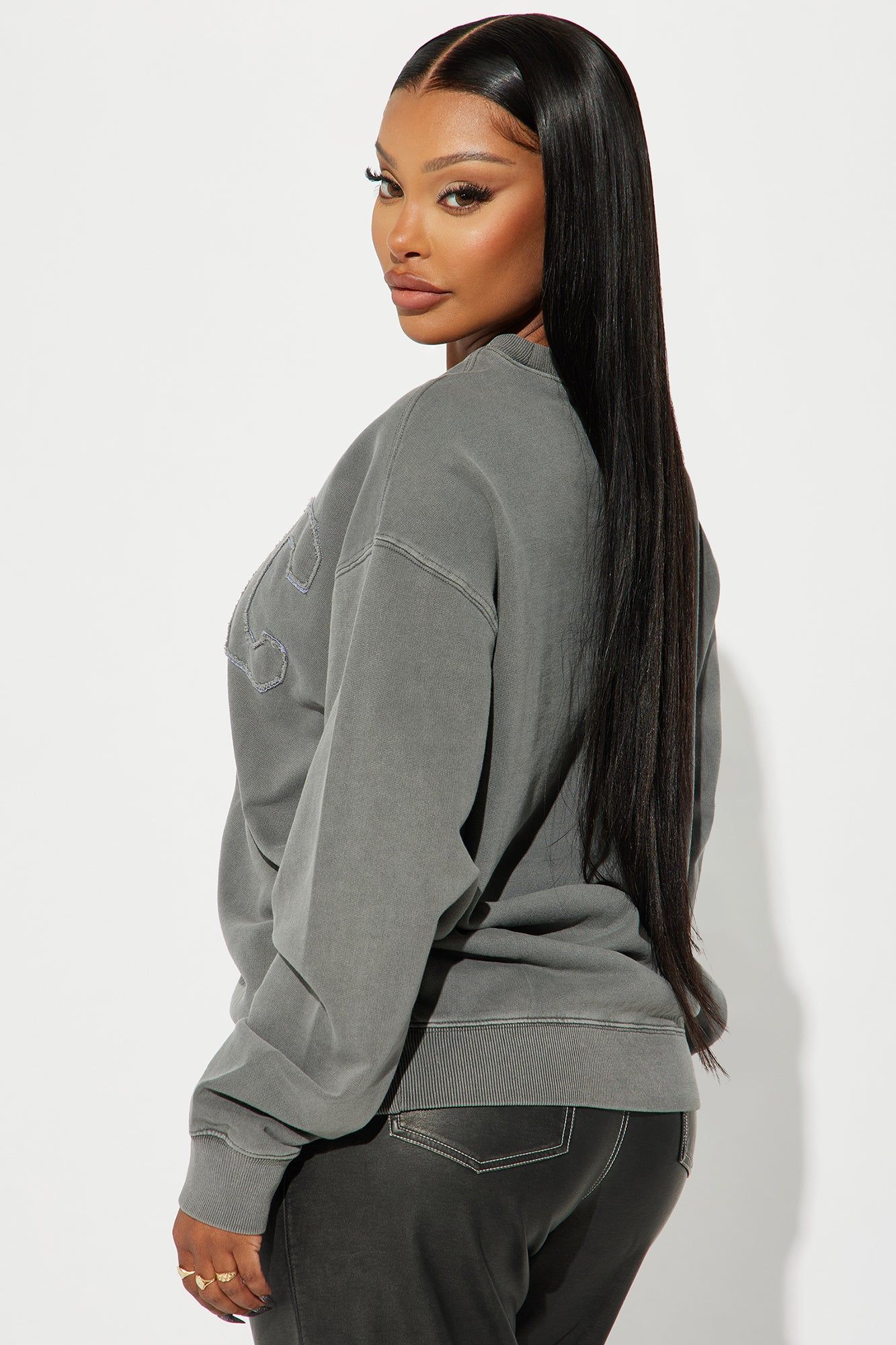 NYC Collegiate Patch Sweatshirt - Grey Mineral Wash sold by Fashion Nova product image thumbnail 4