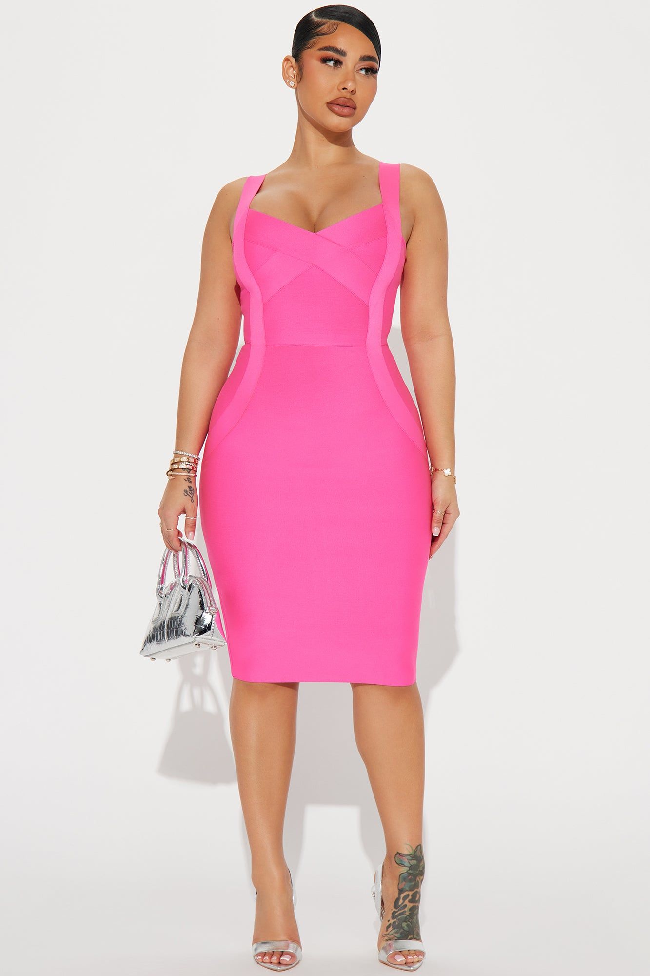 Elise Bandage Midi Dress - Hot Pink sold by Fashion Nova