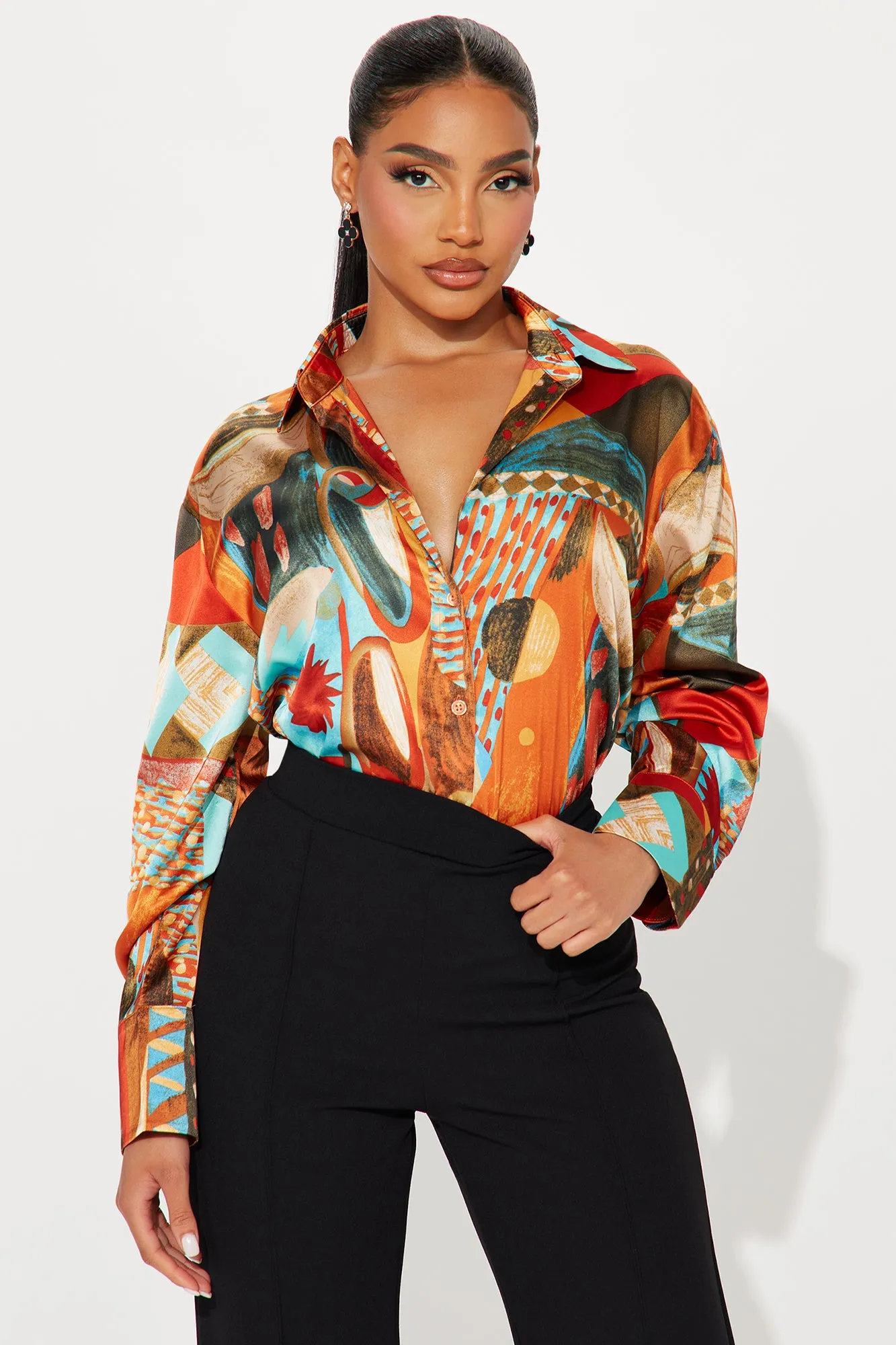 Miami Sunsets Shirt - Orange/combo sold by Fashion Nova