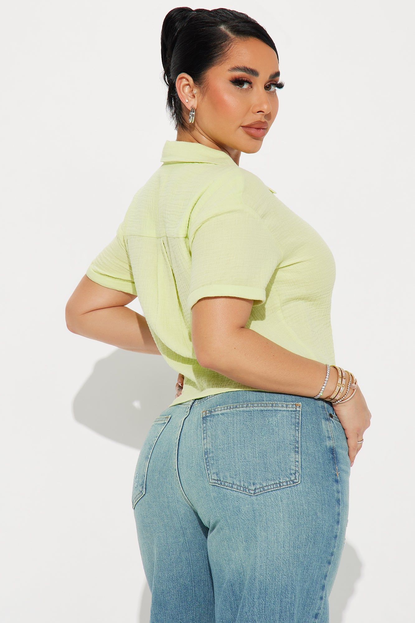 Warm Feeling Gauze Shirt - Green sold by Fashion Nova product image thumbnail 3