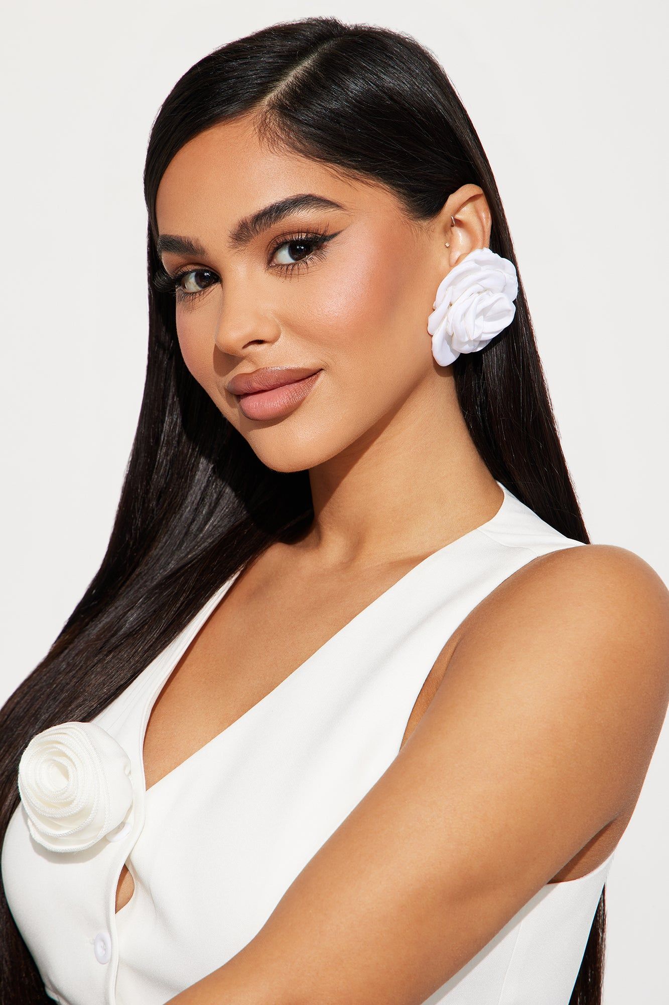 Mon Cherie Rose Earrings - White sold by Fashion Nova product image thumbnail 2