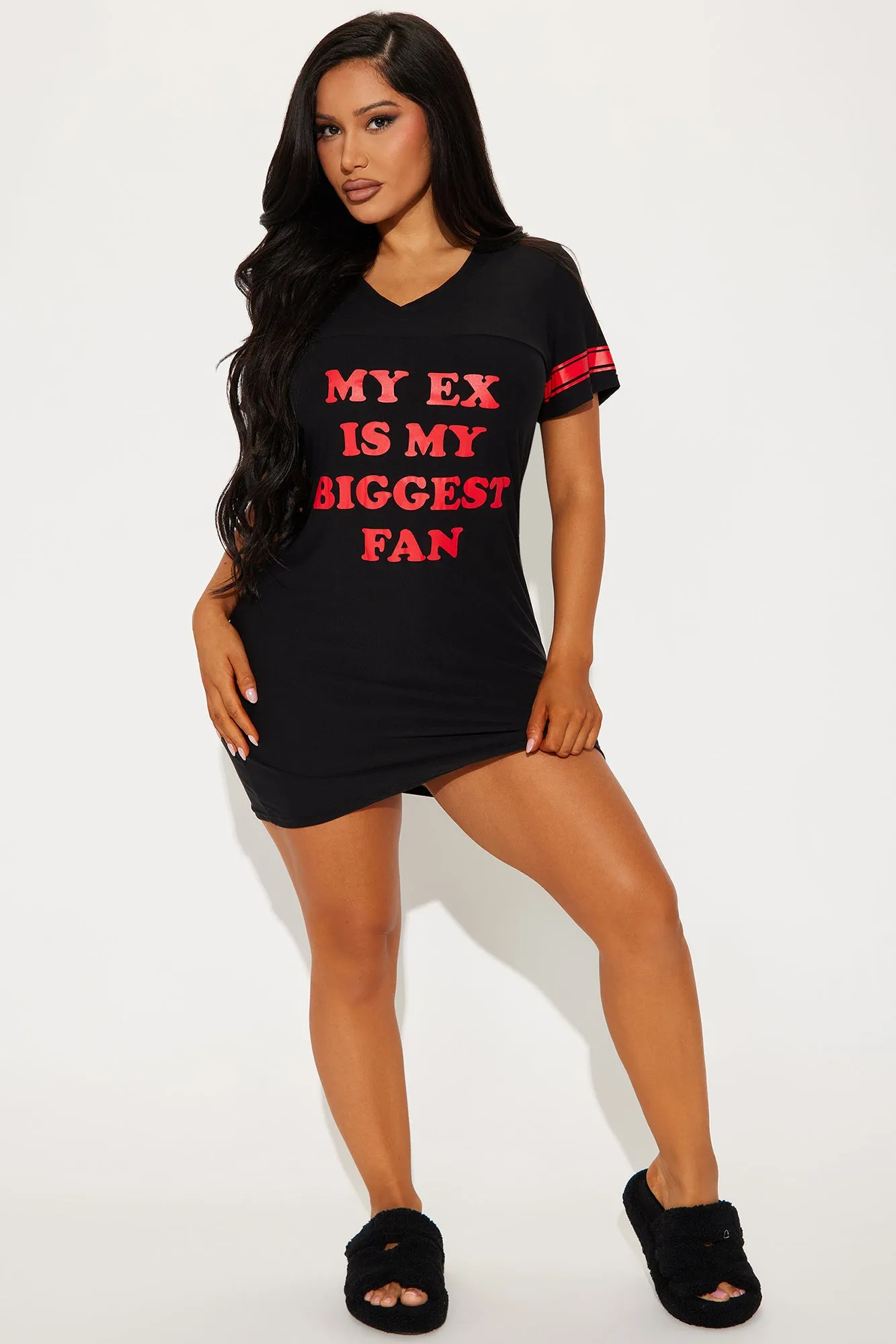 My Ex Is My Biggest Fan PJ Sleep Shirt - Black/Red sold by Fashion Nova product image thumbnail 2