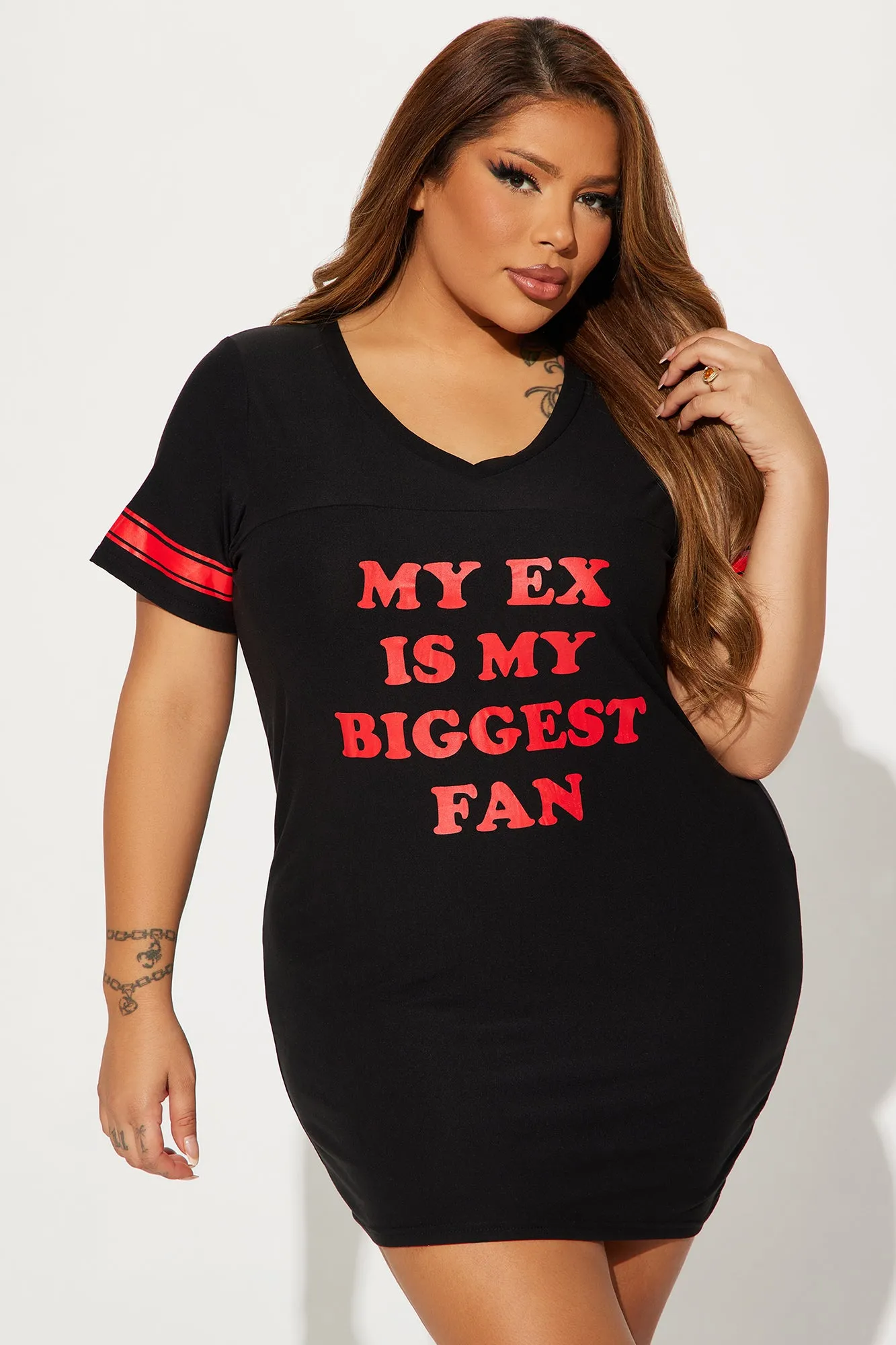 My Ex Is My Biggest Fan PJ Sleep Shirt - Black/Red sold by Fashion Nova product image thumbnail 5