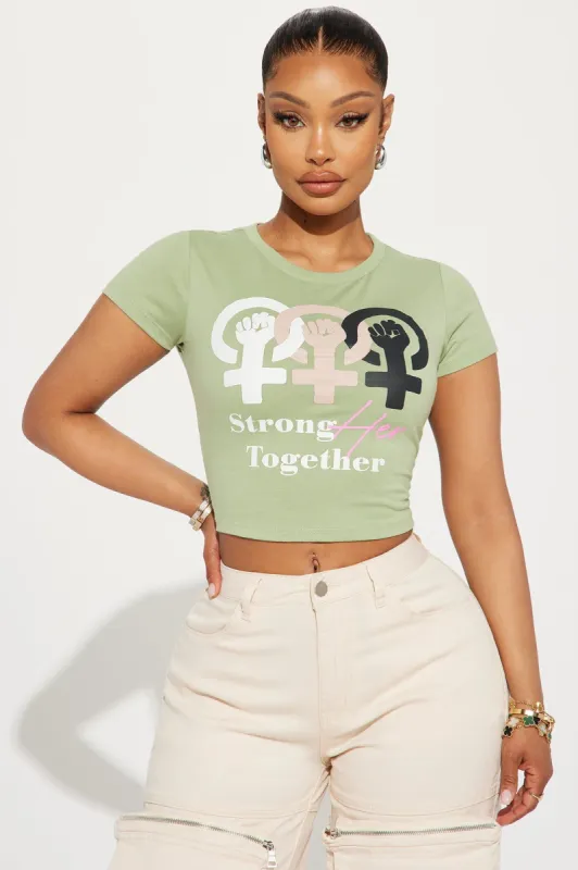 StongHER Together Fitted Tee - Sage sold by Fashion Nova