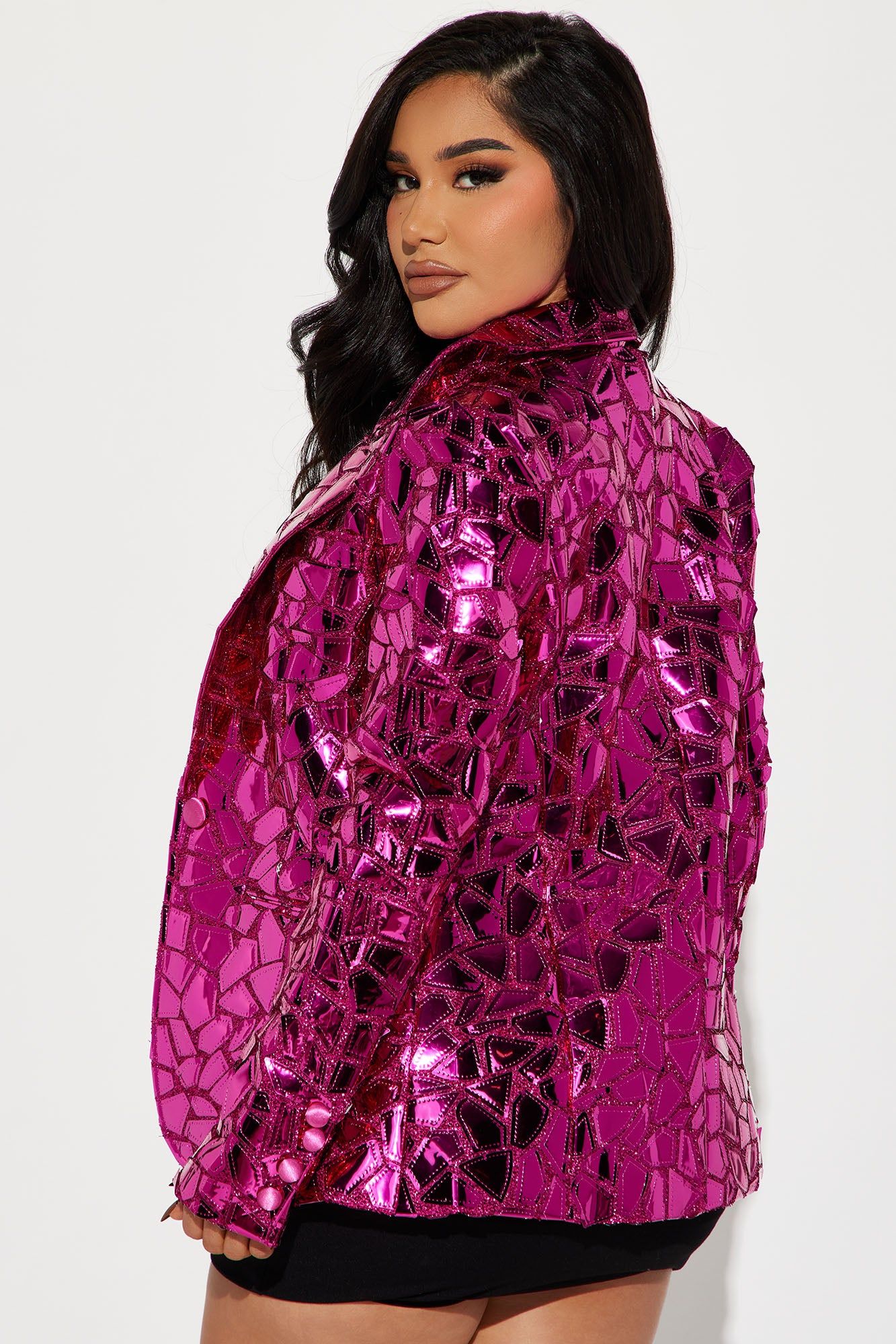 Glossed Up Boyfriend Blazer - Fuchsia sold by Fashion Nova product image thumbnail 3