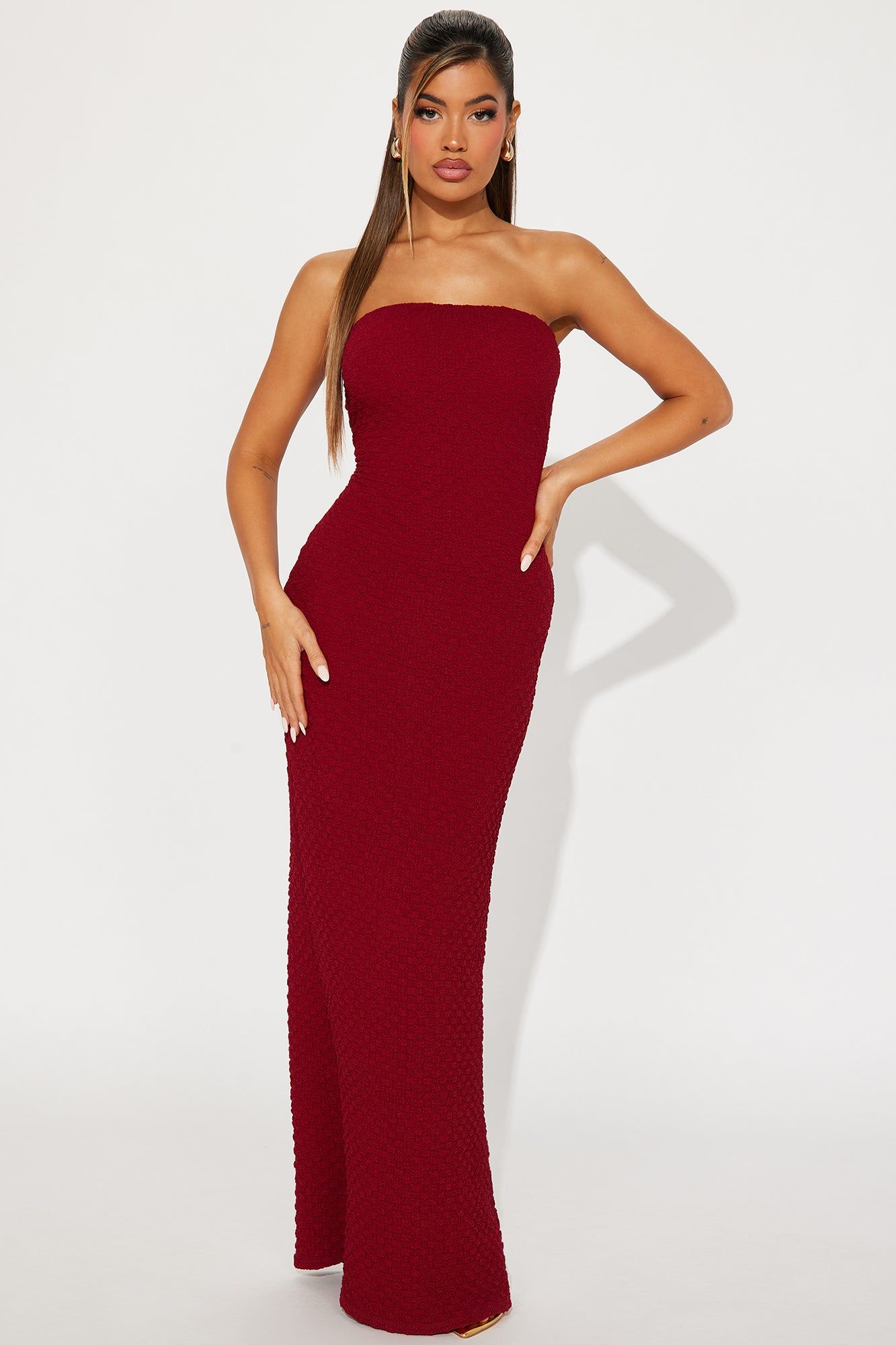 Allison Textured Maxi Dress - Red sold by Fashion Nova