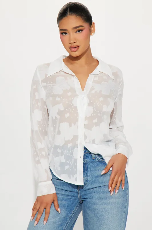 Catherine Floral Shirt - Ivory sold by Fashion Nova