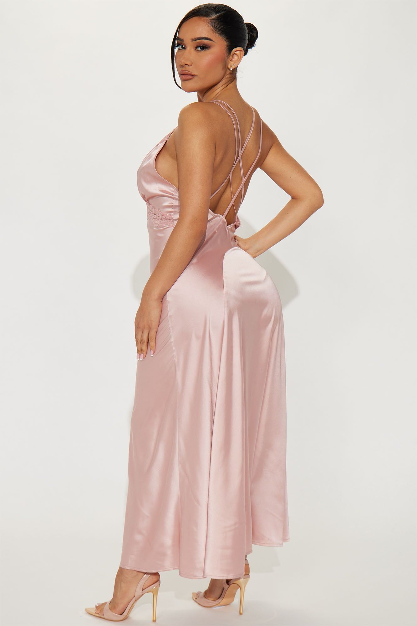 Aubree Satin Maxi Dress - Blush sold by Fashion Nova product image thumbnail 3