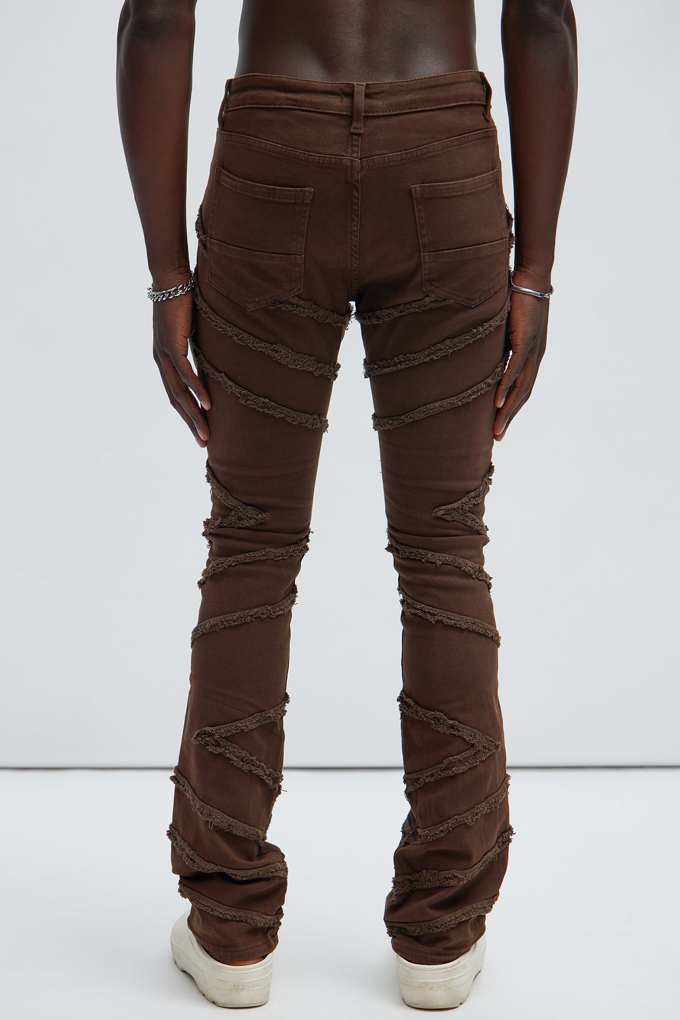 Check Me Out Fray Stacked Skinny Flare Pants - Chocolate sold by Fashion Nova product image thumbnail 5