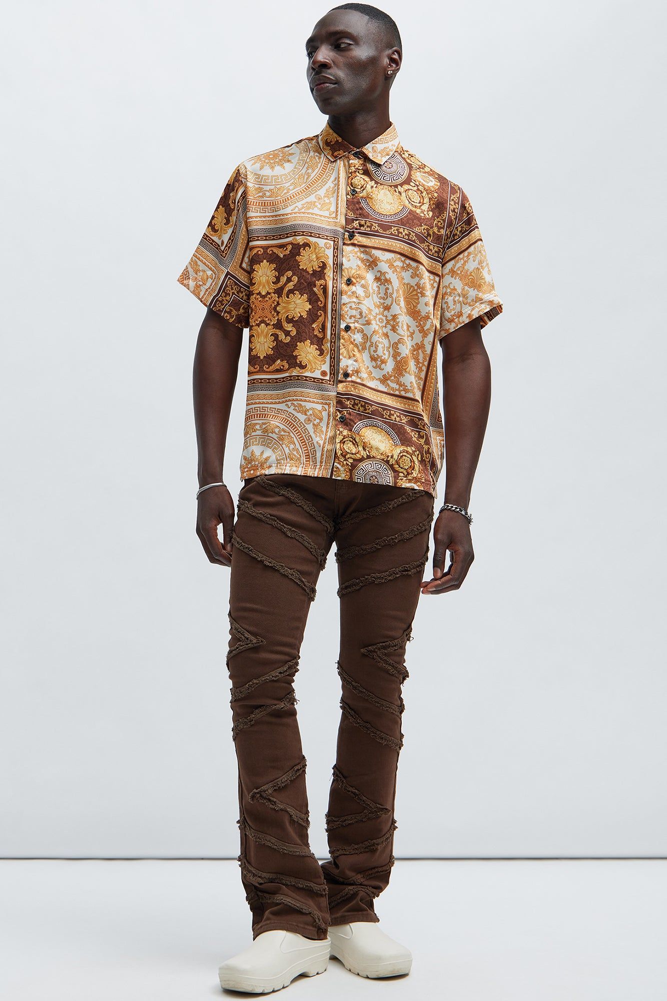 Check Me Out Fray Stacked Skinny Flare Pants - Chocolate sold by Fashion Nova product image thumbnail 2