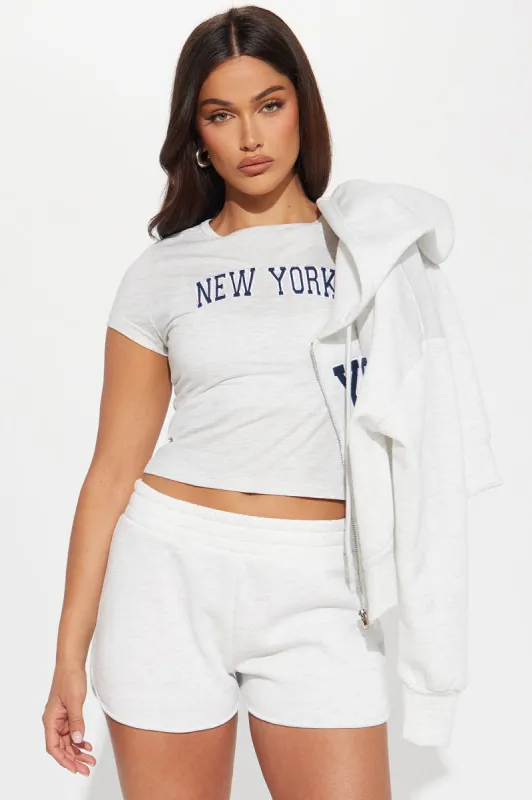 NYC Dreams 3 Piece Short Set - Heather Grey sold by Fashion Nova