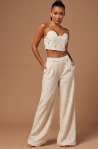 Rayah Embellished Pant - Champagne sold by Fashion Nova