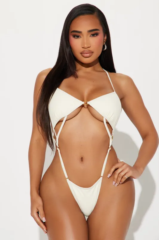 Won't Forget Me Thong 1 Piece Monokini - White made by Fashion Nova