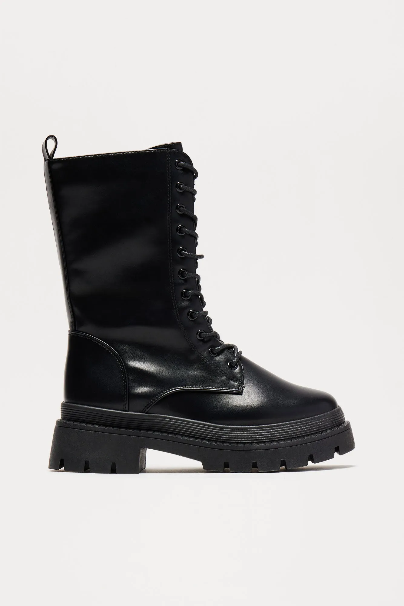 Vail Lace Up Combat Boots - Black sold by Fashion Nova