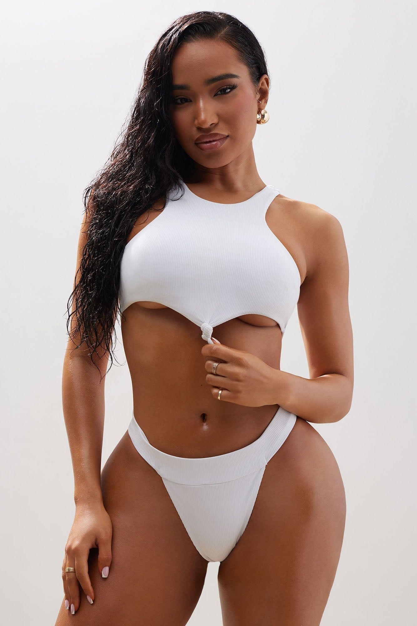 Beach Jog 2 Piece Bikini - White sold by Fashion Nova