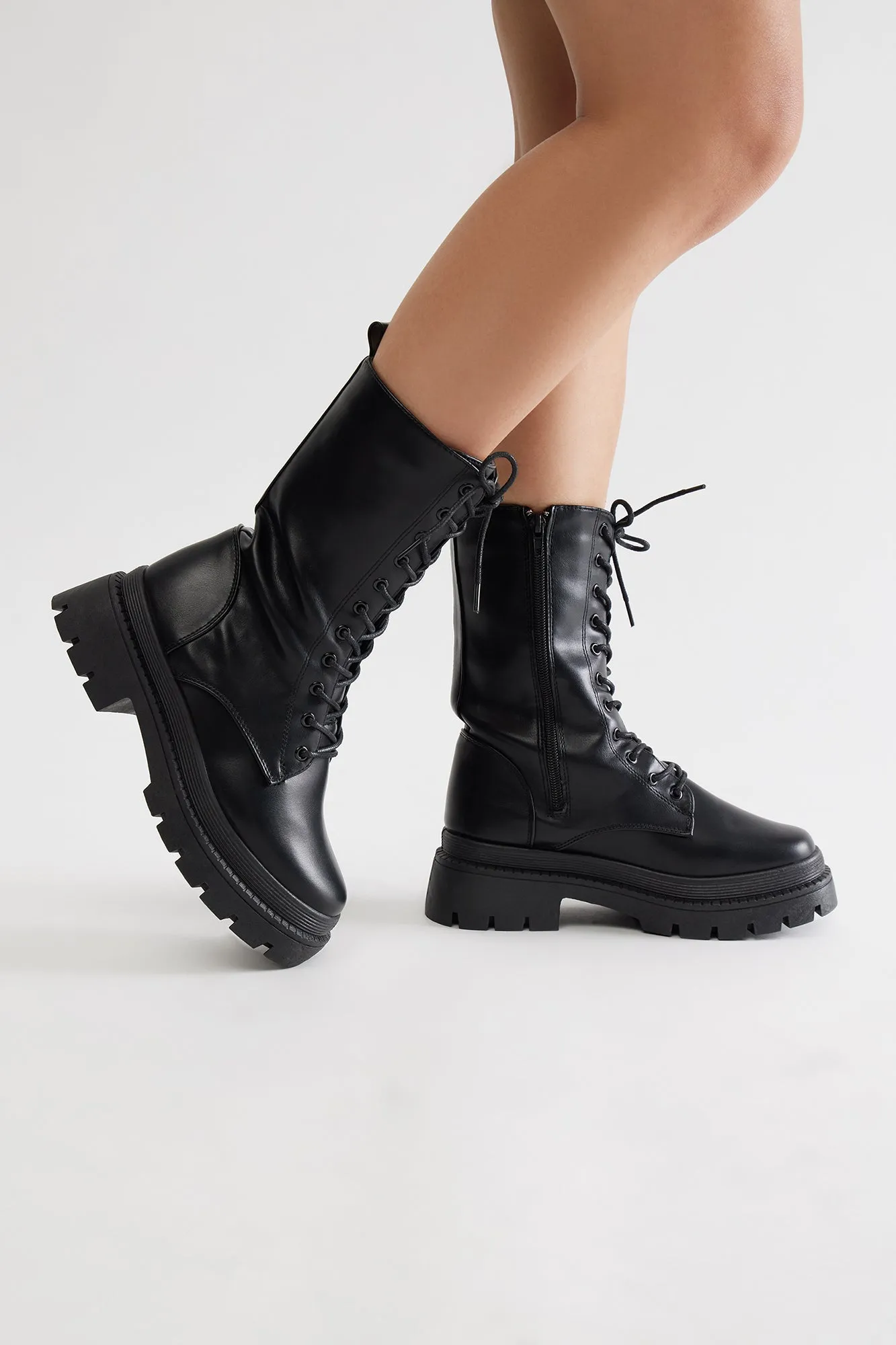 Vail Lace Up Combat Boots - Black sold by Fashion Nova product image thumbnail 4
