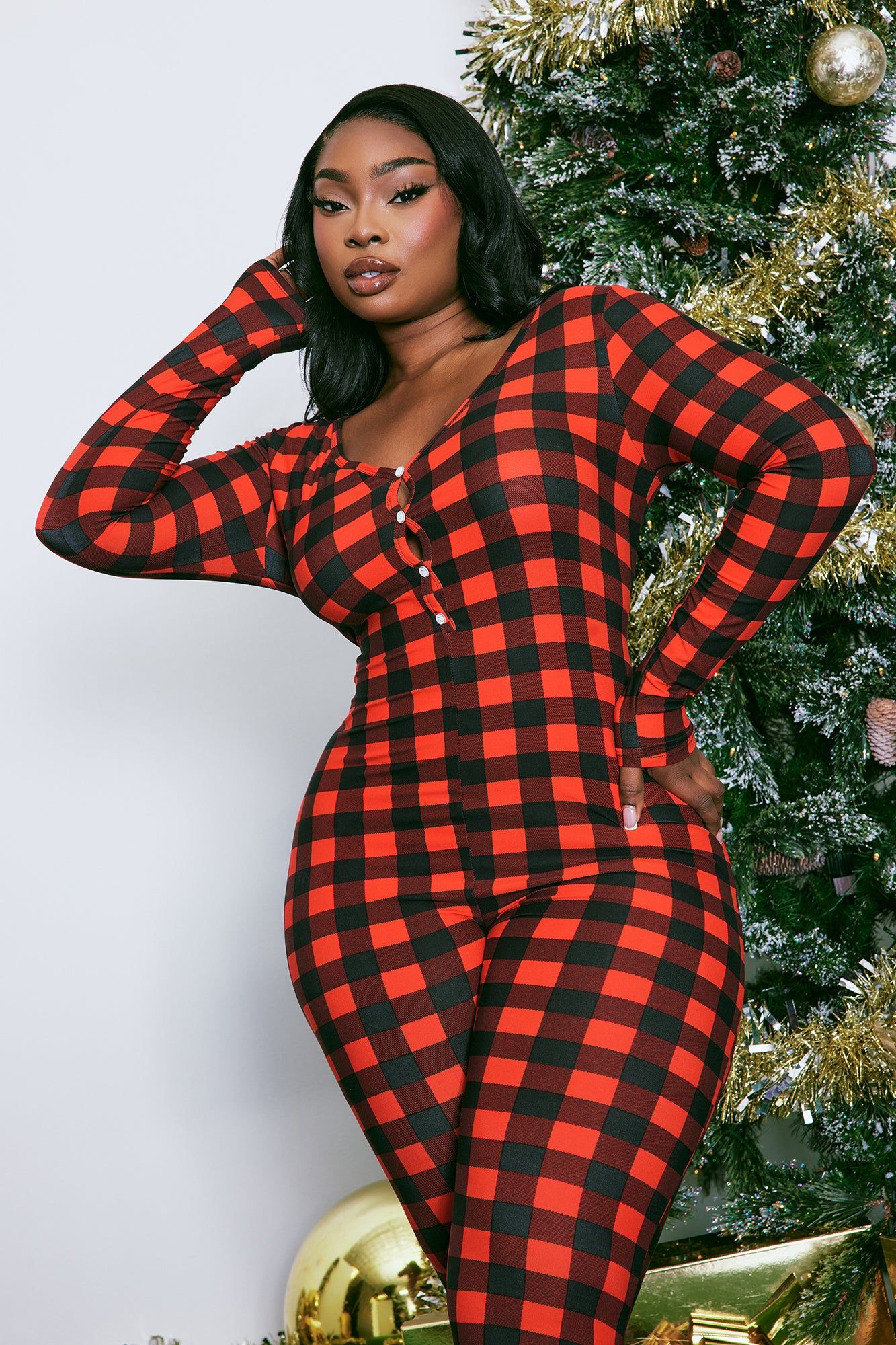 Look But Don't Touch PJ Jumpsuit Onesie - Red/Black sold by Fashion Nova product image thumbnail 5
