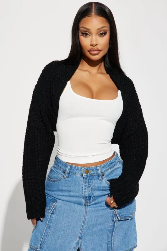 Cool Girl Mood Bolero Sweater - Black sold by Fashion Nova