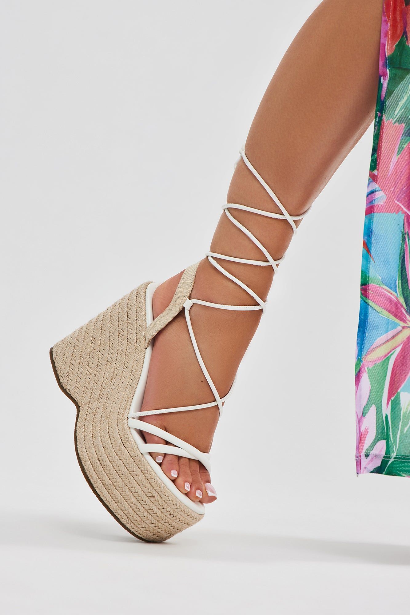 Play It Your Way Wedges - White sold by Fashion Nova