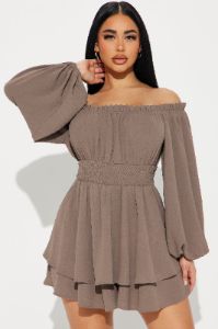 Truly Stunning Romper  - Mocha sold by Fashion Nova