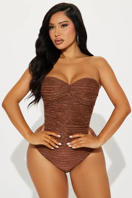 Summer In Mykonos Textured Bodysuit - Brown sold by Fashion Nova