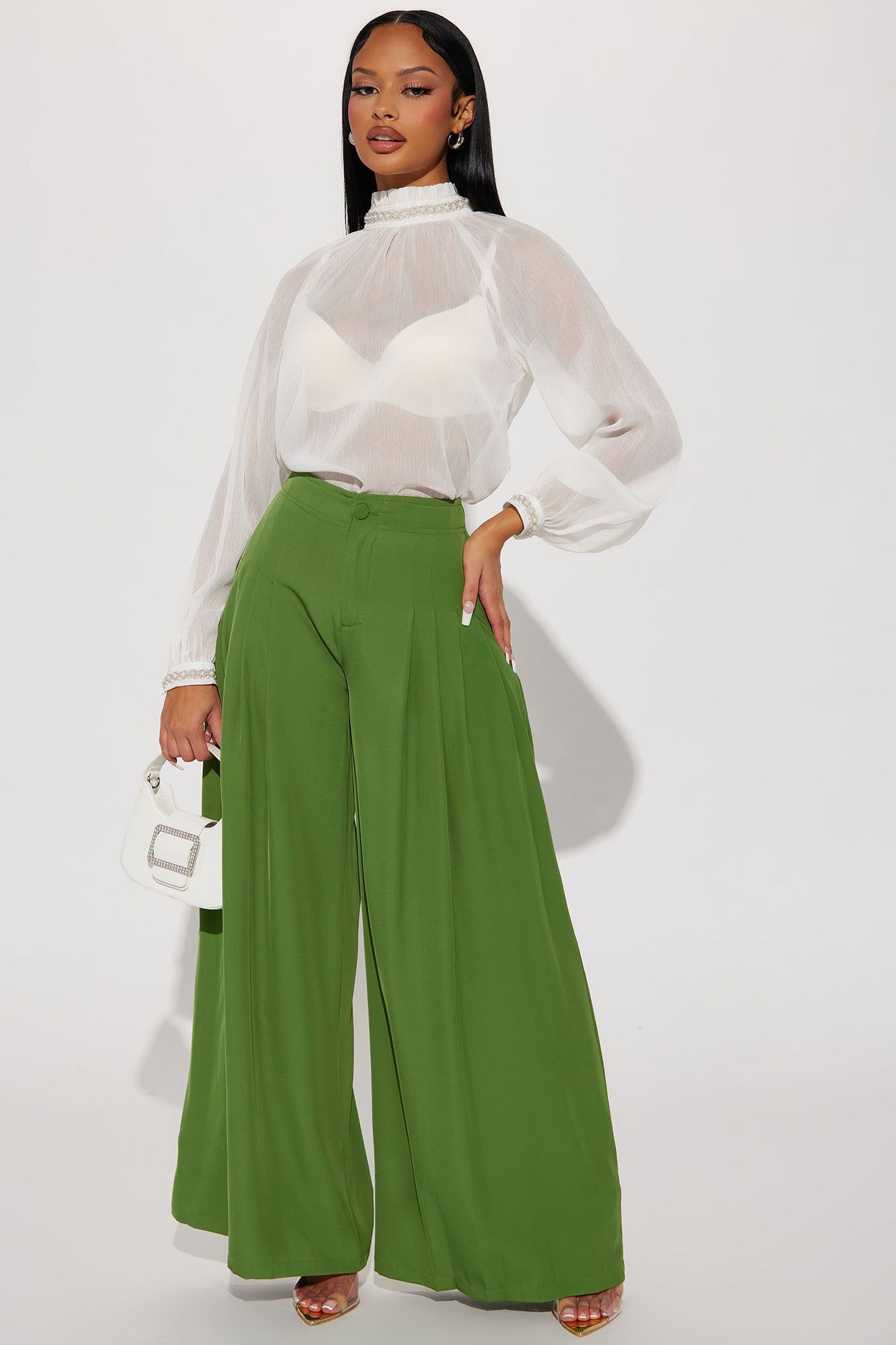 Got That Feeling Pleated Trouser - Green sold by Fashion Nova