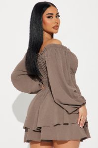 Truly Stunning Romper  - Mocha sold by Fashion Nova