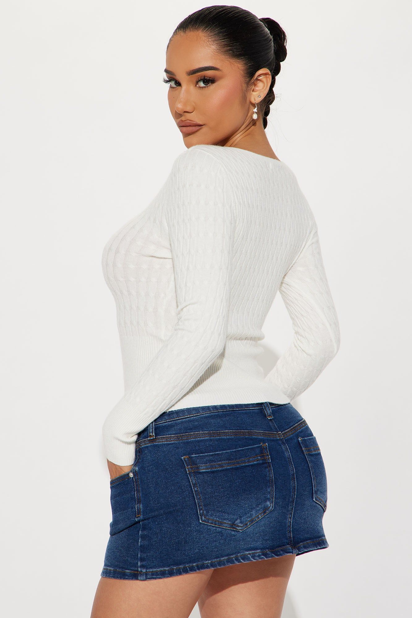 Logan Sweater Top - White sold by Fashion Nova product image thumbnail 3