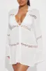 Breezy Paradise Linen Circle Cover Up Shirt Dress - White sold by Fashion Nova