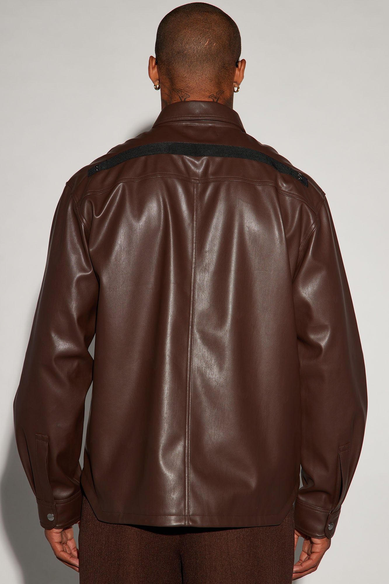 Bowery Faux Leather Button Up Shirt - Dark Brown sold by Fashion Nova product image thumbnail 4