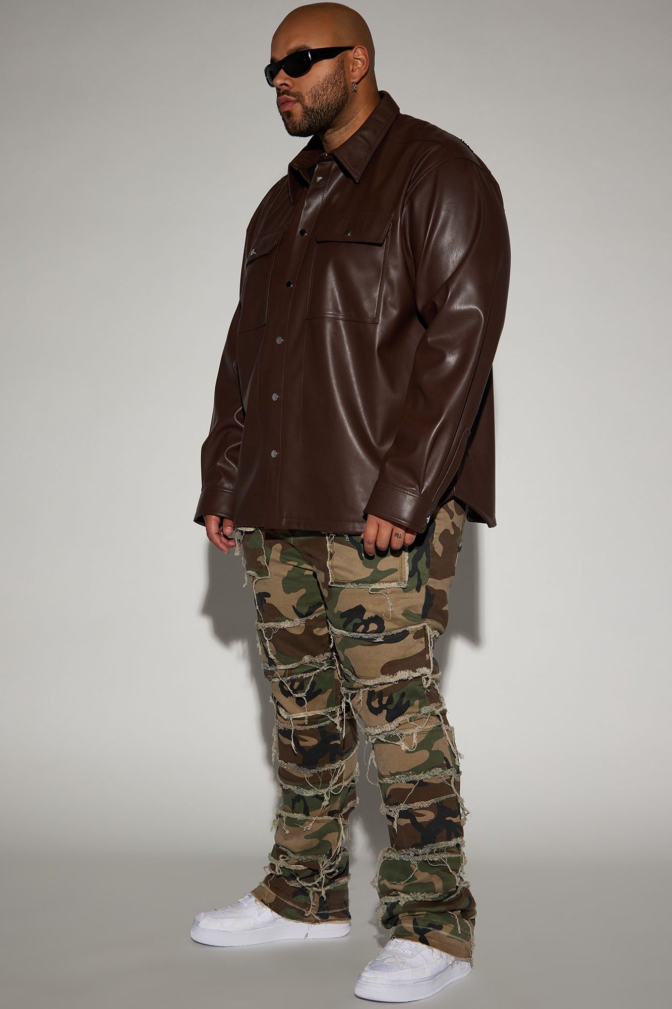 Bowery Faux Leather Button Up Shirt - Dark Brown sold by Fashion Nova product image thumbnail 5