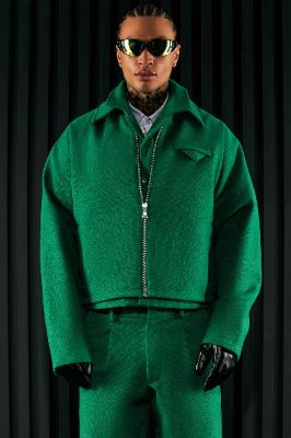 Wilder Textured Weave Cropped Jacket - Green sold by Fashion Nova