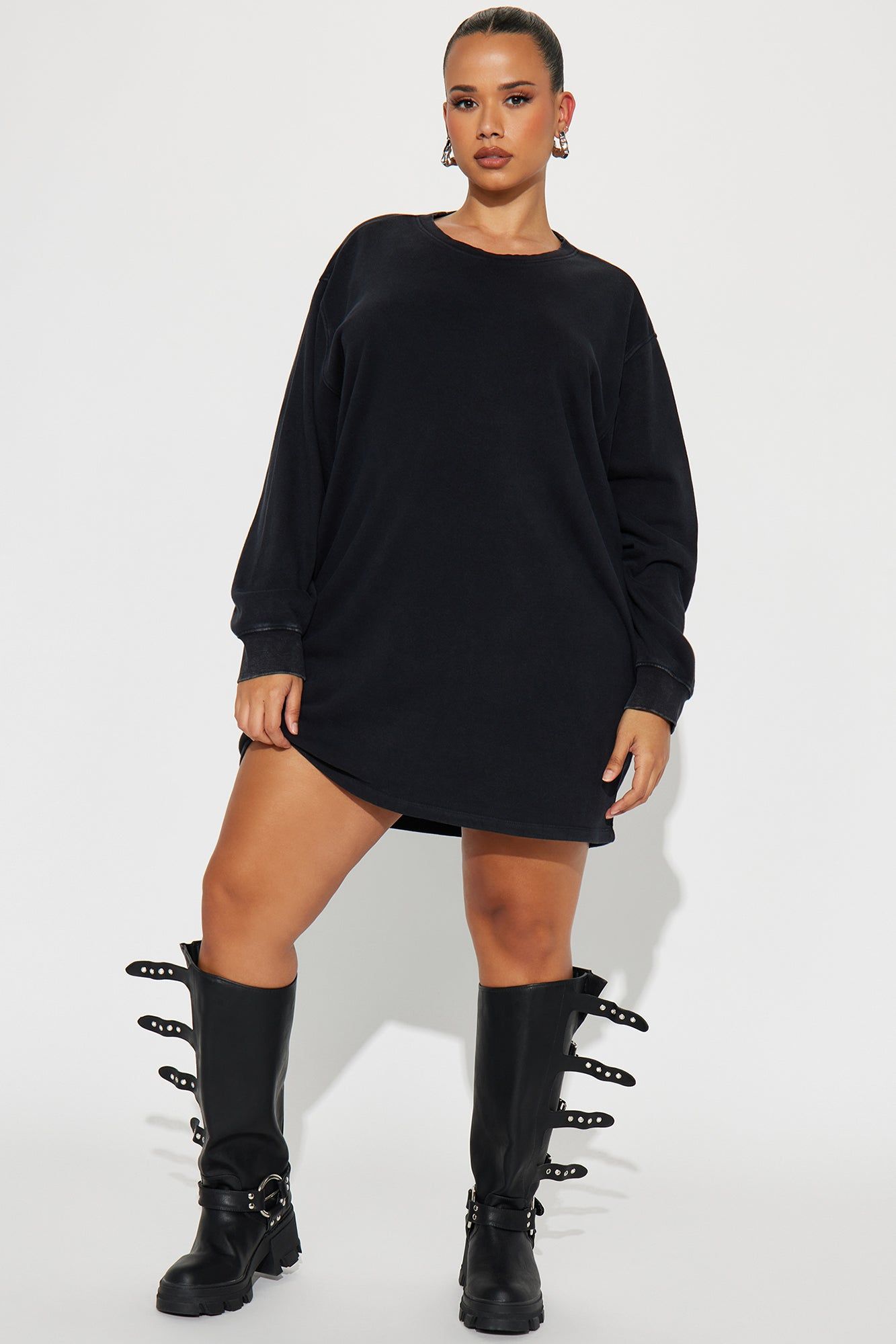 Sweat It Out Sweatshirt Mini Dress - Black sold by Fashion Nova product image thumbnail 5