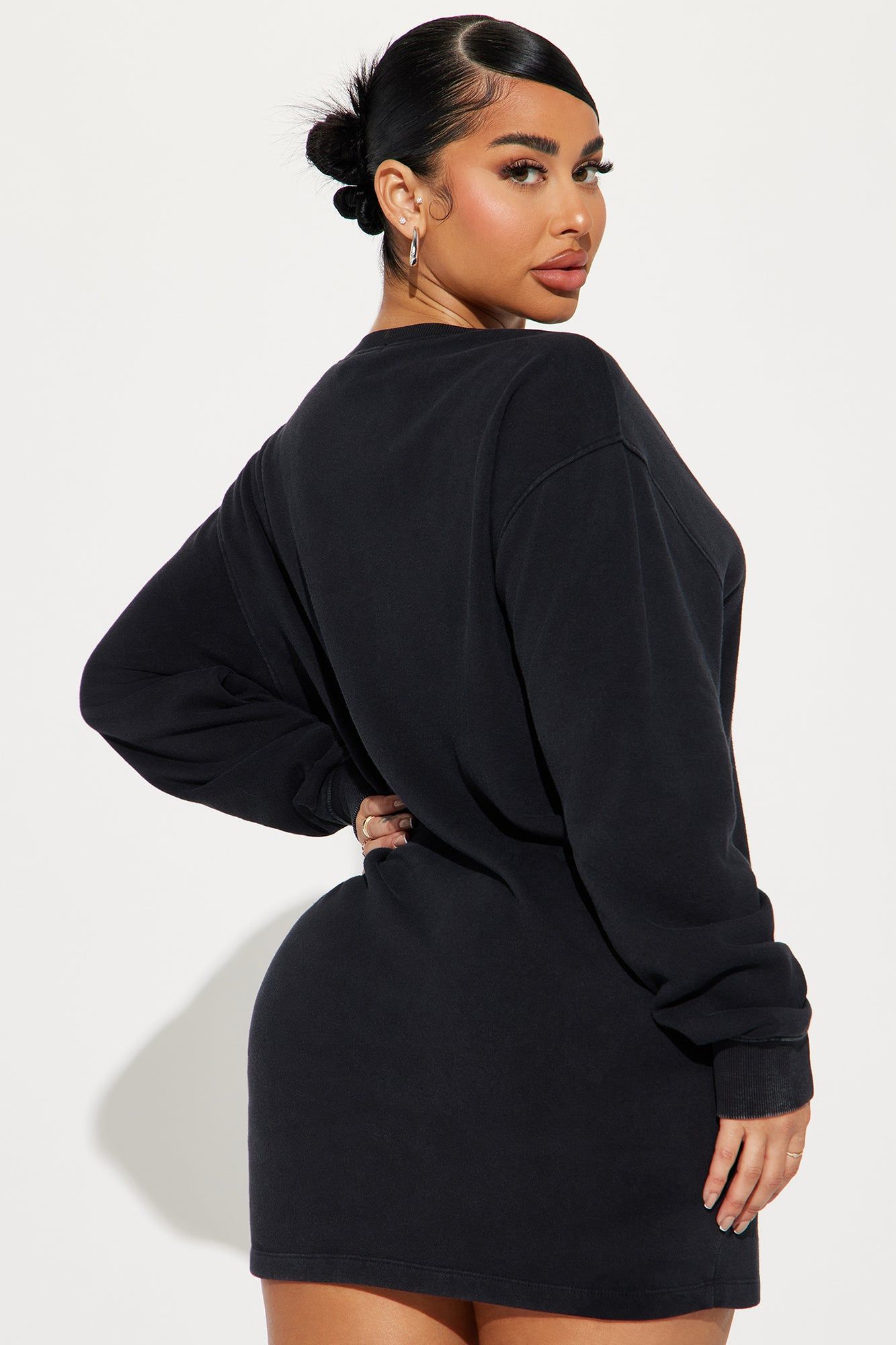 Sweat It Out Sweatshirt Mini Dress - Black sold by Fashion Nova product image thumbnail 3
