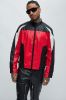 Faux Leather Racing Jacket - Black/combo sold by Fashion Nova