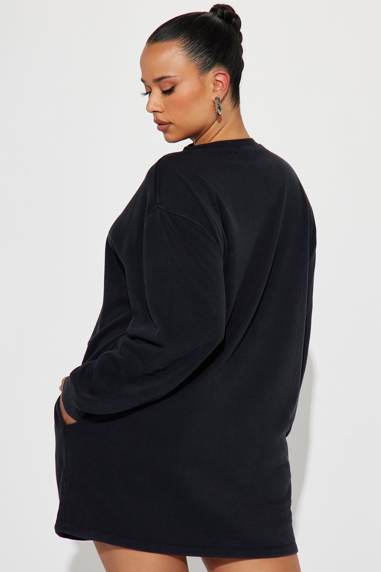 Sweat It Out Sweatshirt Mini Dress - Black sold by Fashion Nova product image thumbnail 6