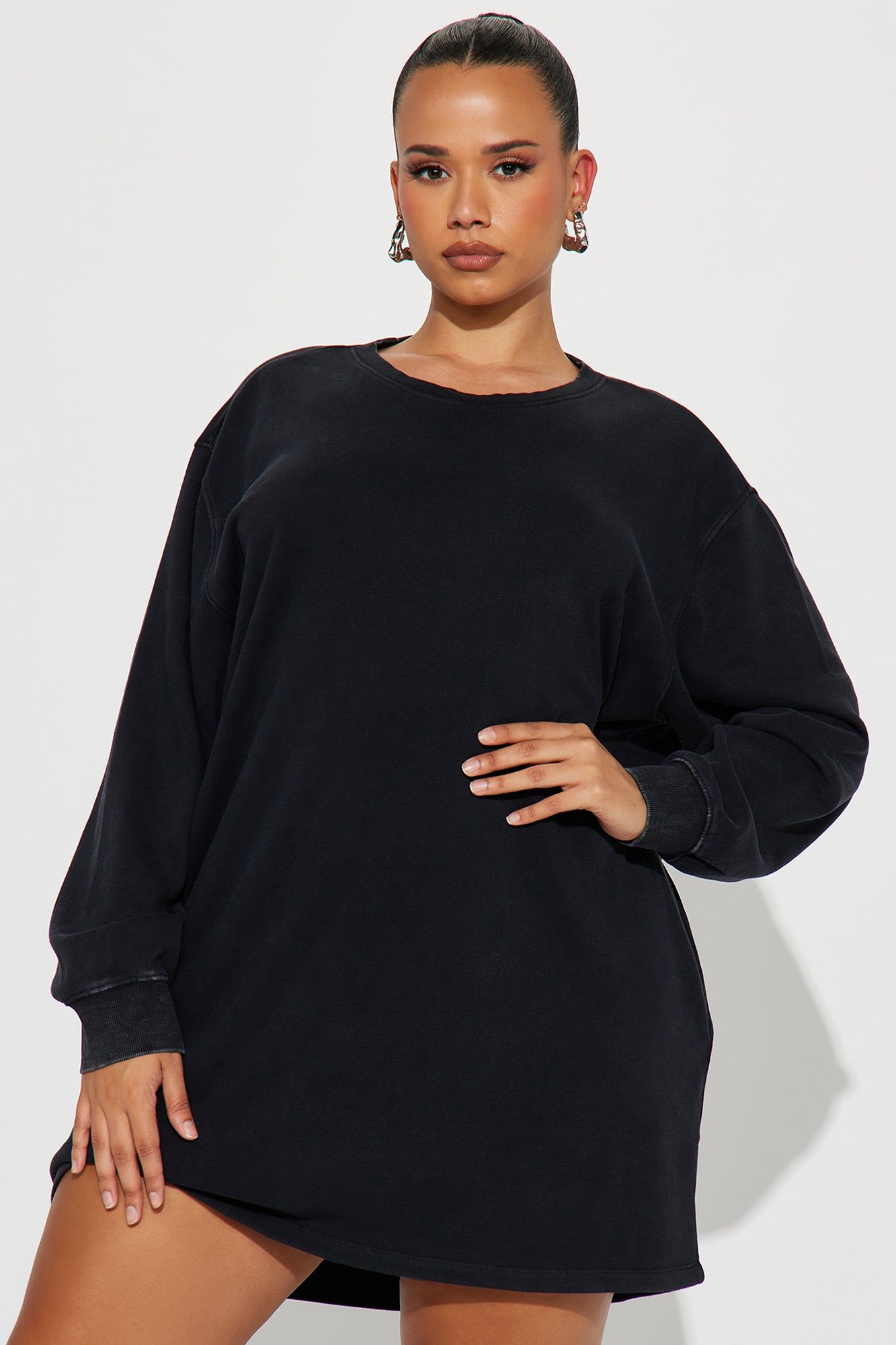 Sweat It Out Sweatshirt Mini Dress - Black sold by Fashion Nova product image thumbnail 4