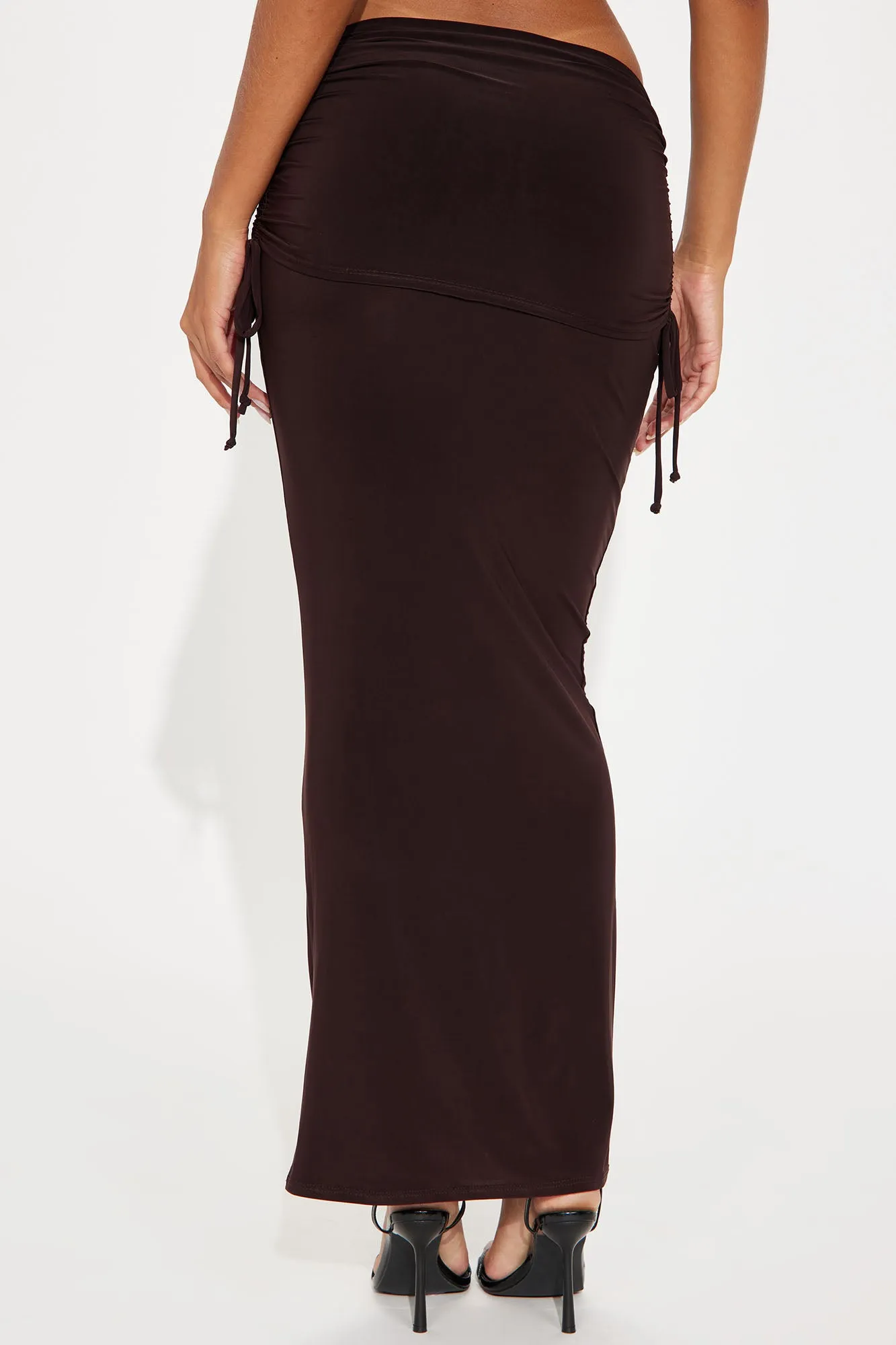 Lovely Nights Ruched Maxi Skirt - Chocolate sold by Fashion Nova product image thumbnail 4