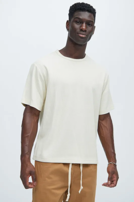 Kalel Textured Relaxed Short Sleeve Tee - Off White sold by Fashion Nova