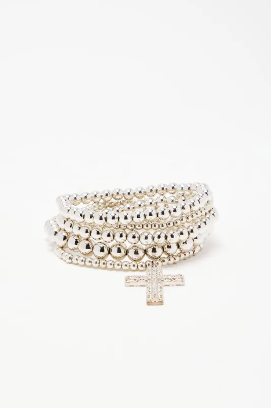 Saint Mary 5 Piece Bracelet Set - Silver sold by Fashion Nova