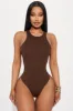 Model Attitude Racerback Bodysuit - Chocolate sold by Fashion Nova