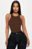 Model Attitude Racerback Bodysuit - Chocolate sold by Fashion Nova