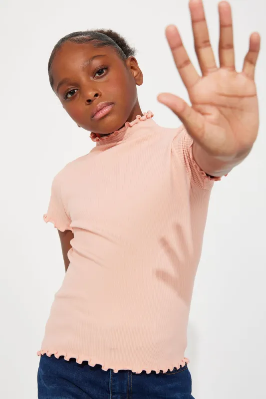 Mini Let's Get It Ribbed Top - Blush sold by Fashion Nova