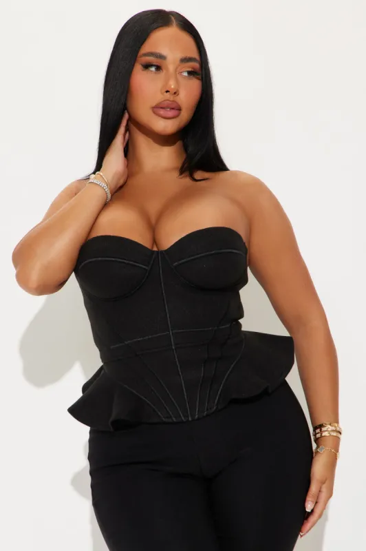 Winter Nights Peplum Corset Top - Black sold by Fashion Nova