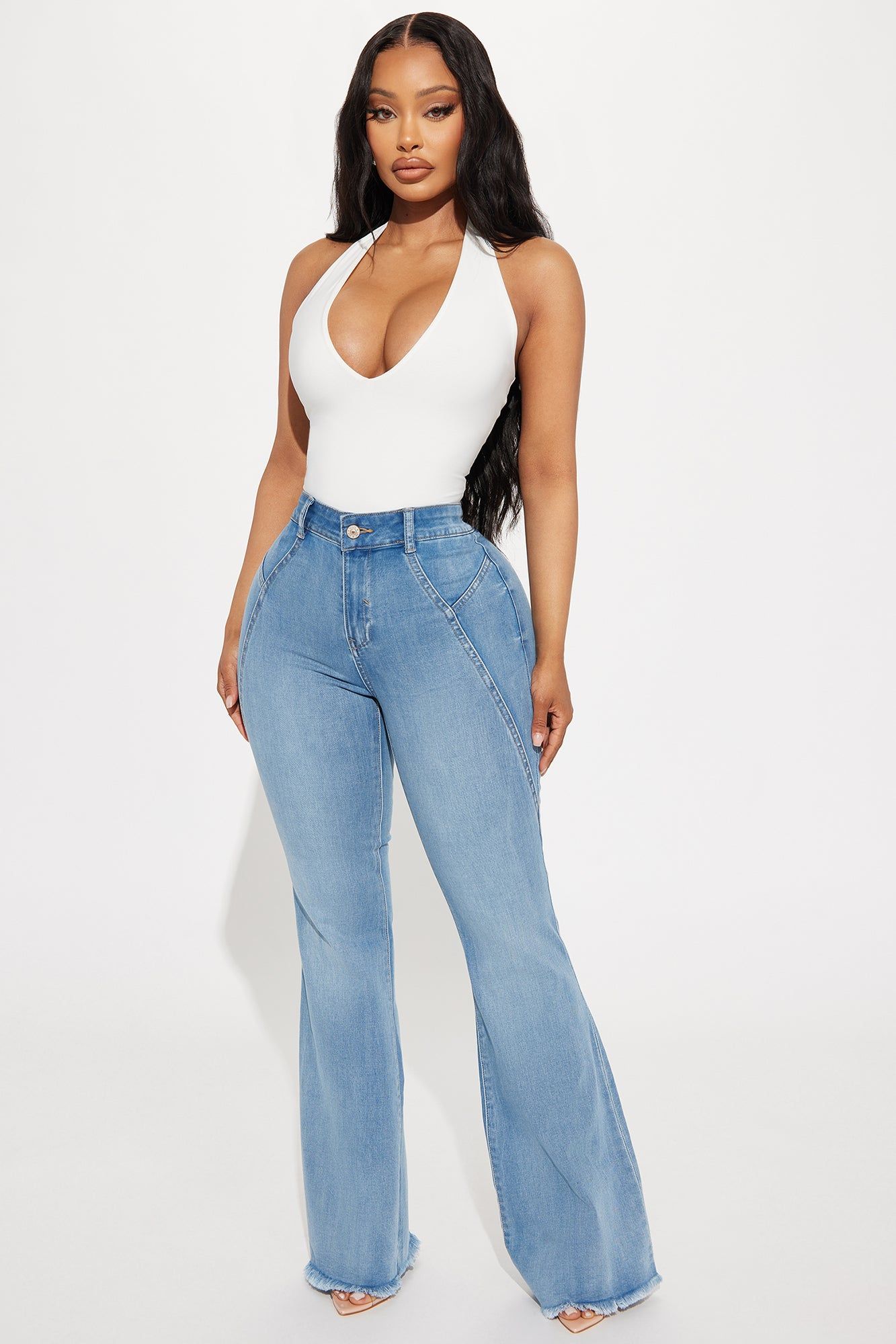 Long Time No See Stretch Flare Jeans - Medium Wash sold by Fashion Nova